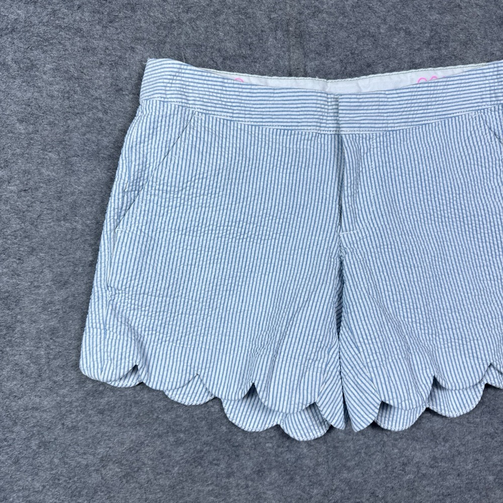 Lilly Pulitzer Shorts Womens Size 00 Blue Buttercup Scalloped Seersucker Striped - Picture 6 of 12